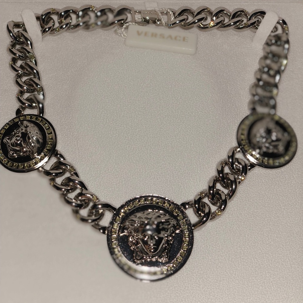 Versace silver charm necklace